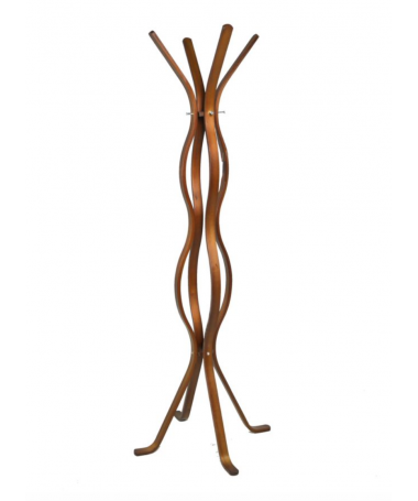 Attaccapanni a stelo ondulato in legno con 4 braccia - noce