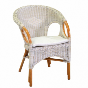 Poltrona rattan lucrezia bianca con cuscino cm60x60h47/82