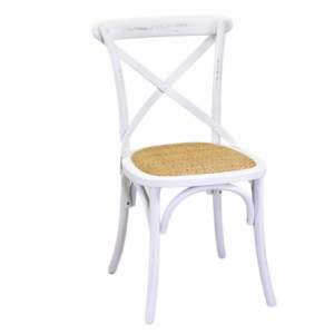 Sedia legno cross bianco antico seduta intreccio cm51x55h46,5/89