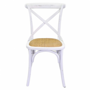 Zoom Sedia legno cross bianco antico seduta intreccio cm 51x55h46,5/89
