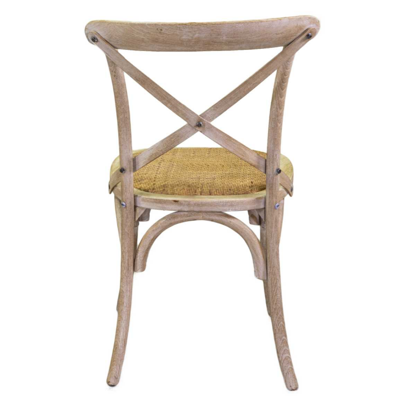 Sedia legno cross naturale seduta intreccio cm51x55h46,5/89