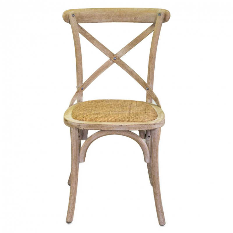 Sedia legno cross naturale seduta intreccio cm51x55h46,5/89