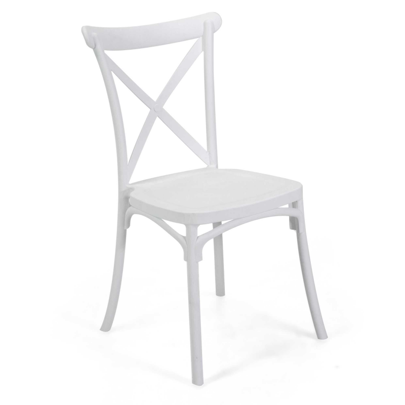 Sedia plastica cross bianco cm47x51h45,5/90