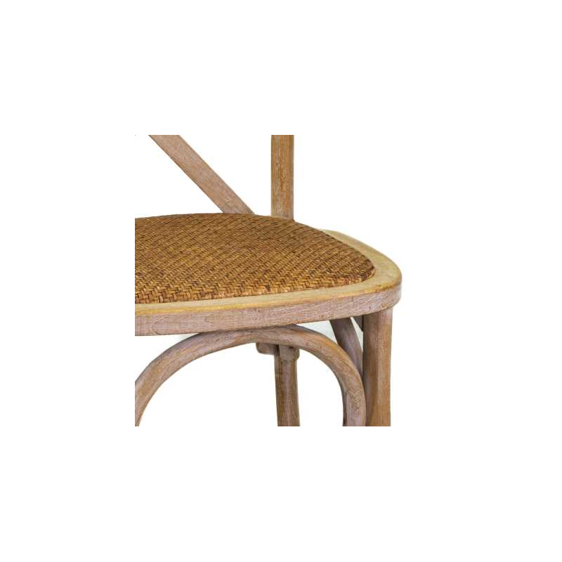 Sedia legno cross naturale seduta intreccio impilabile cm51x55h46,5/89