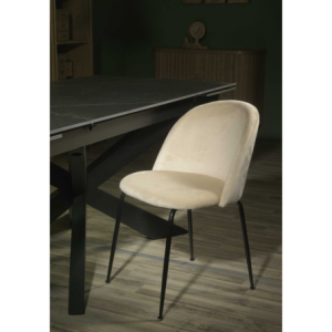Zoom Sedia velluto Sammi crema struttura nero cm 50x57h47/77,5