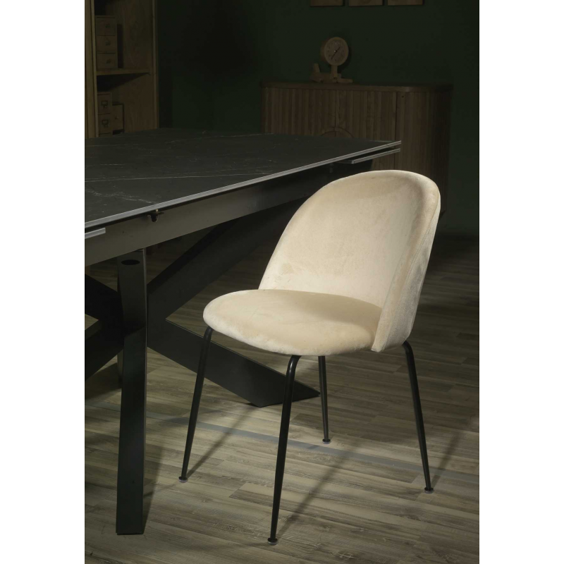 Set di 4 Sedie Sammi crema struttura nero cm50x57h47/77,5