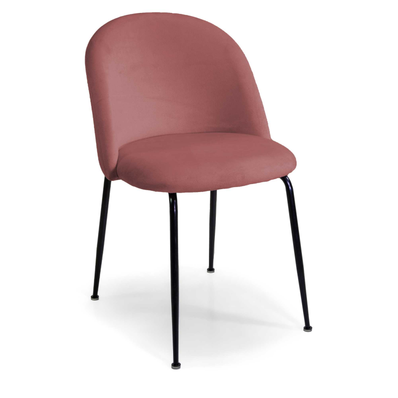 Sedia velluto Sammi rosa antico struttura nero cm 50x57h47/77,5