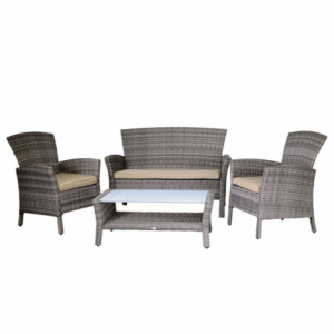 Salotto amalia polyrattan grigio con cuscini 4 pezzi smontato