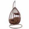Dondolo pensile polyrattan Denton marrone con supporto e cuscino cm90x70h200
