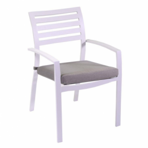 Poltrona alluminio boston bianco crema con cuscino grigio cm 58x57h88