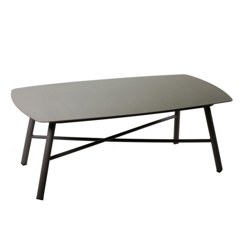 Salotto alluminio Riverside tortora 3 posti con cuscini crema (bracciolo in hpl)