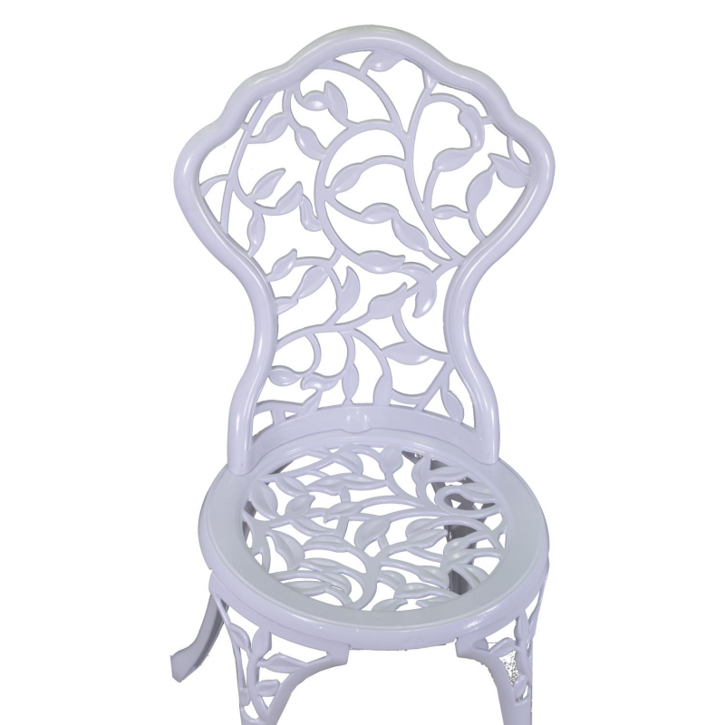 Tavolo alluminio pressofuso Volterra bianco opaco tondo con 2 sedie