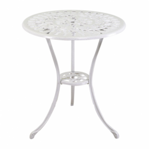 Tavolo alluminio pressofuso Parma bianco anticato tondo con 2 sedie