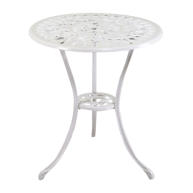 Tavolo alluminio pressofuso Parma bianco anticato tondo con 2 sedie