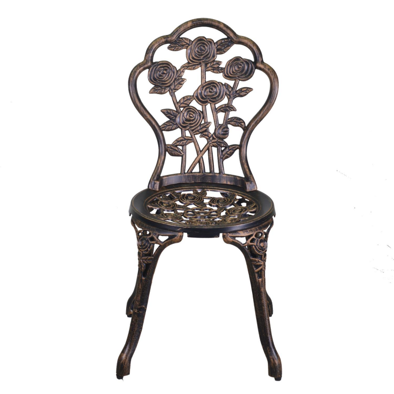 Tavolo alluminio pressofuso Verona bronzo tondo con 2 sedie
