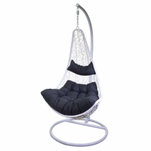 Dondolo pensile Rialto bianco con supporto e cuscino grigio cm82x65h124