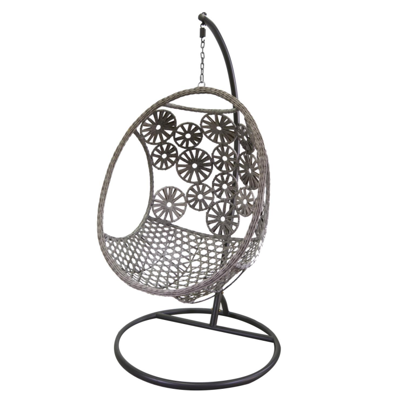 Dondolo pensile Clinton grigio con supporto nero e cuscino cm116x100h200