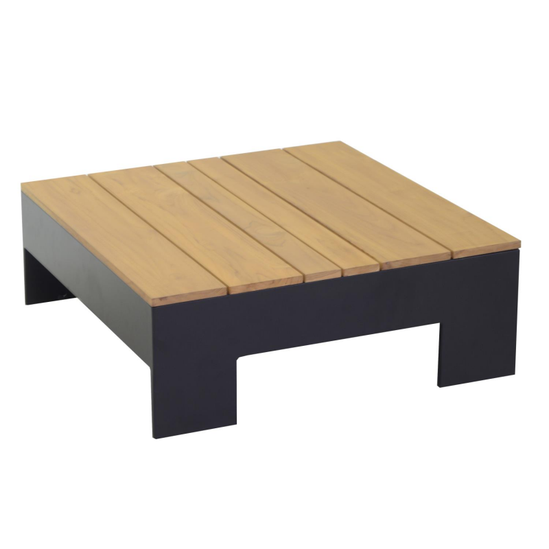 Salotto alluminio Idaho angolare 2+3 posti antracite top tavolo legno