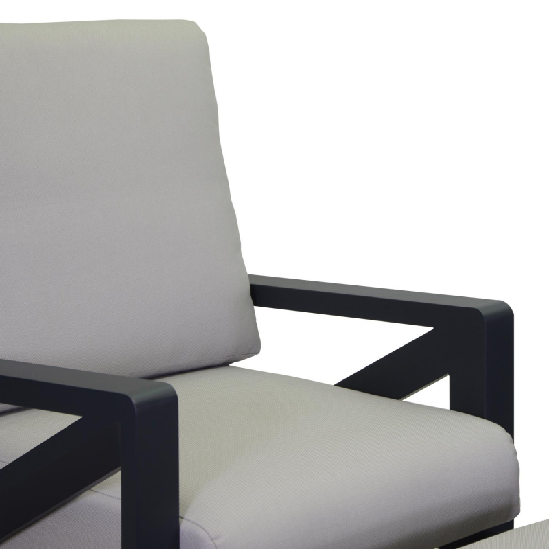 Salotto alluminio Miller 2 posti antracite con cuscini grigio chiaro 6 pezzi