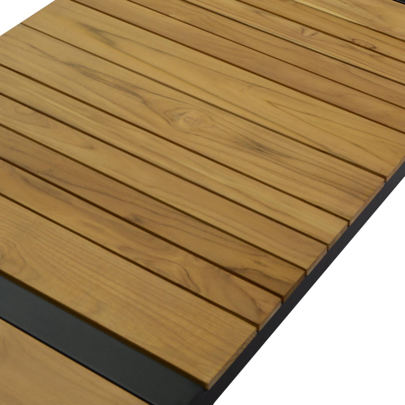 Salotto alluminio Idaho corda 3p antracite con cuscini grigio top tavolo legno