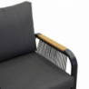 Salotto alluminio Idaho corda 3p antracite con cuscini grigio top tavolo legno
