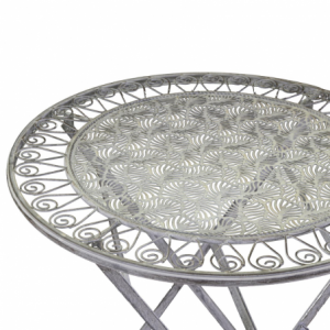 Zoom Tavolo metallo Ragusa grigio tondo con 2 sedie pieghevoli cm à¸70h76