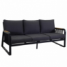 Salotto alluminio Idaho corda 2p antracite con cuscini grigio + top legno