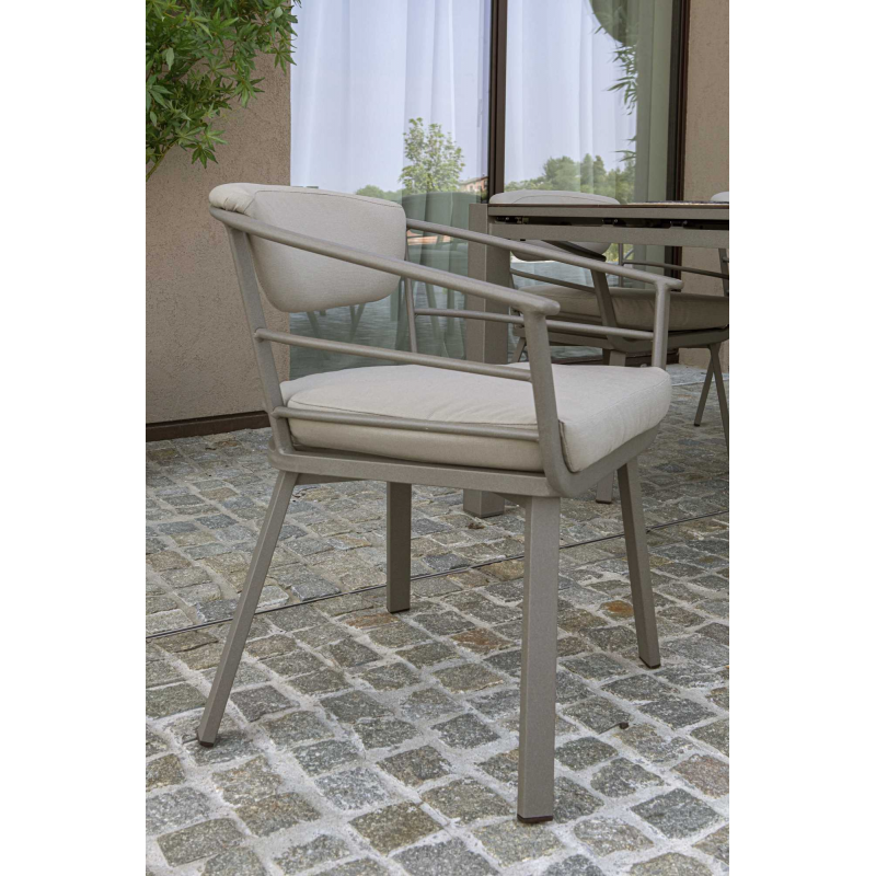 Poltrona alluminio Riverside tortora cm62x61h49/64/79