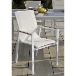 Zoom Poltrona alluminio textilene Riverside bianco (bracciolo in hpl) cm 56x66h90