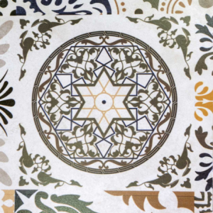 Tavolo mosaico metallo Frigole tondo con 2 sedie cm ø60h71