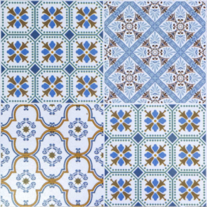 Tavolo mosaico metallo Taviano tondo con 2 sedie cm ø60h71