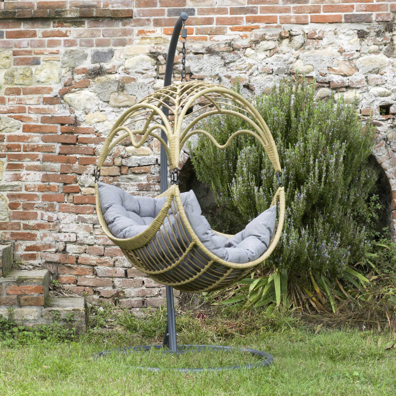 Dondolo pensile Morris supporto grigio cuscini grigio cm101x101h200