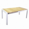 Tavolo alluminio Idaho Plus allungabilebianco top teak cm180/240x100h76