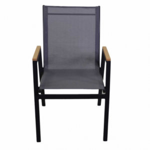 Zoom Poltrona alluminio Idaho Plus nero con textilene nero cm 53x65h43/62/87