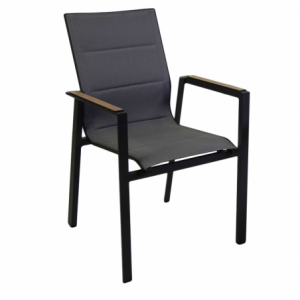 Poltrona alluminio textilene Riverside antracite (bracciolo in hpl) cm 56x66h90
