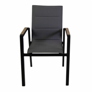 Zoom Poltrona alluminio textilene Riverside antracite (bracciolo in hpl) cm 56x66h90