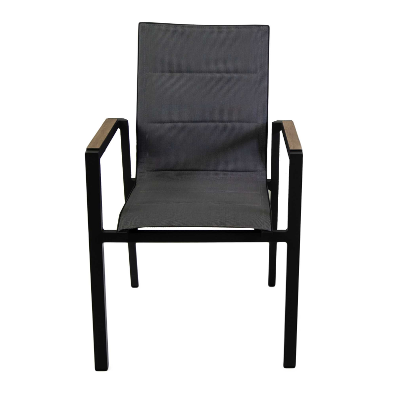 Poltrona alluminio textilene Riverside antracite (bracciolo in hpl) cm56x66h90