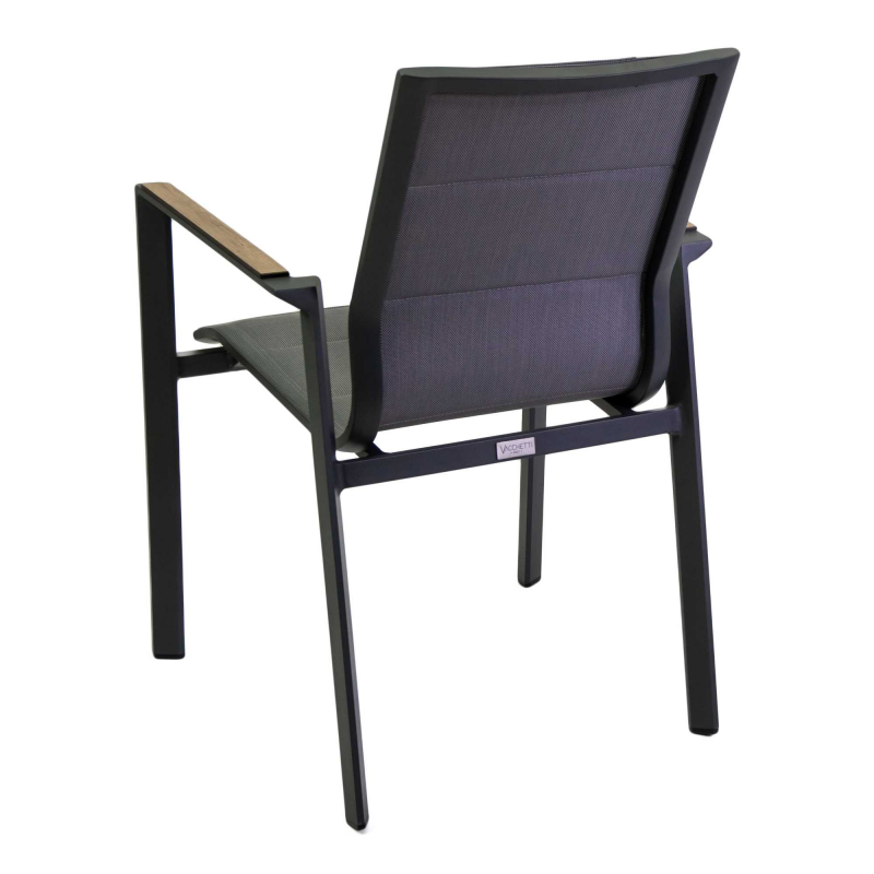 Poltrona alluminio textilene Riverside antracite (bracciolo in hpl) cm56x66h90