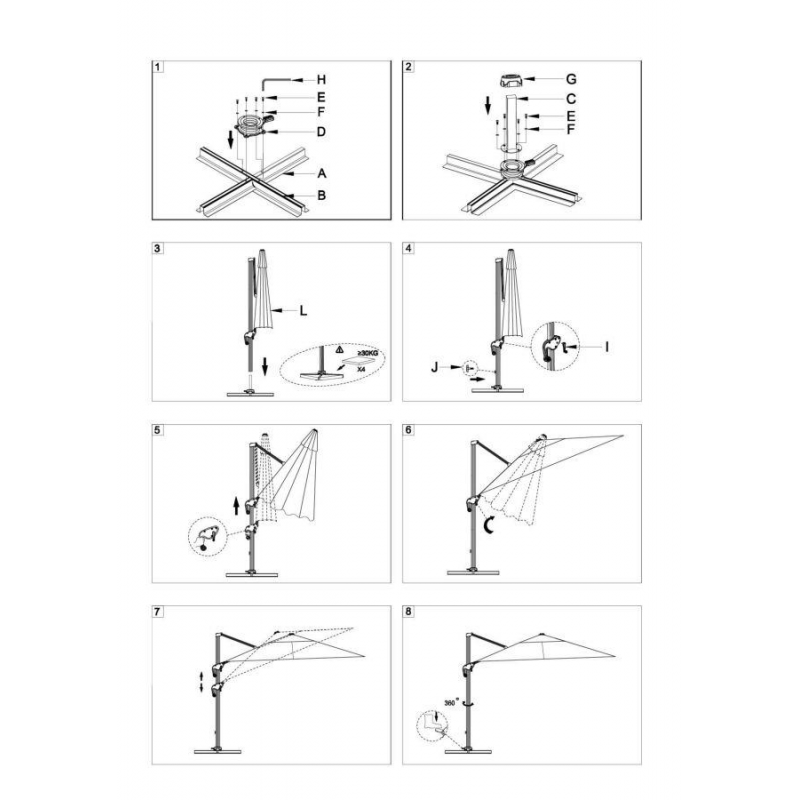Ombrellone alluminio montana 4x4h2,95m sabbia palo laterale
