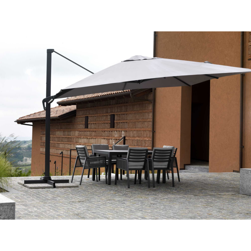 Ombrellone alluminio montana 3x4h2,80m grigio palo laterale