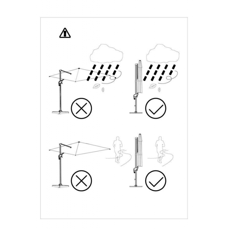 Ombrellone alluminio montana 3x3h2,65m bianco panna palo laterale