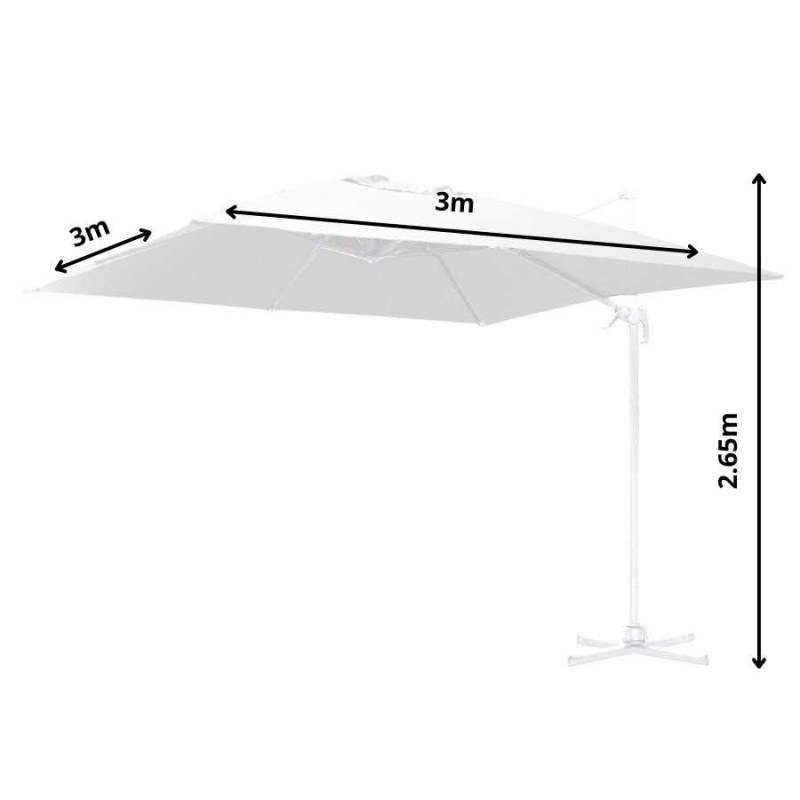 Ombrellone alluminio montana 3x3h2,65m bianco panna palo laterale