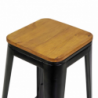 Sgabello ferro New Bristol nero seduta legno cm42x42h76