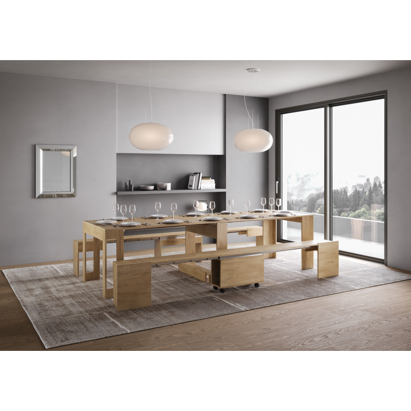 Consolle allungabile 90x42/302 Evolve con Panca inferiore e superiore 72x26/300