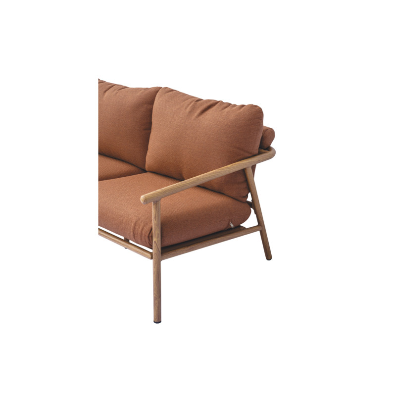 Salotto Cartagena Alluminio Effetto Legno Cuscini Rossi Moia