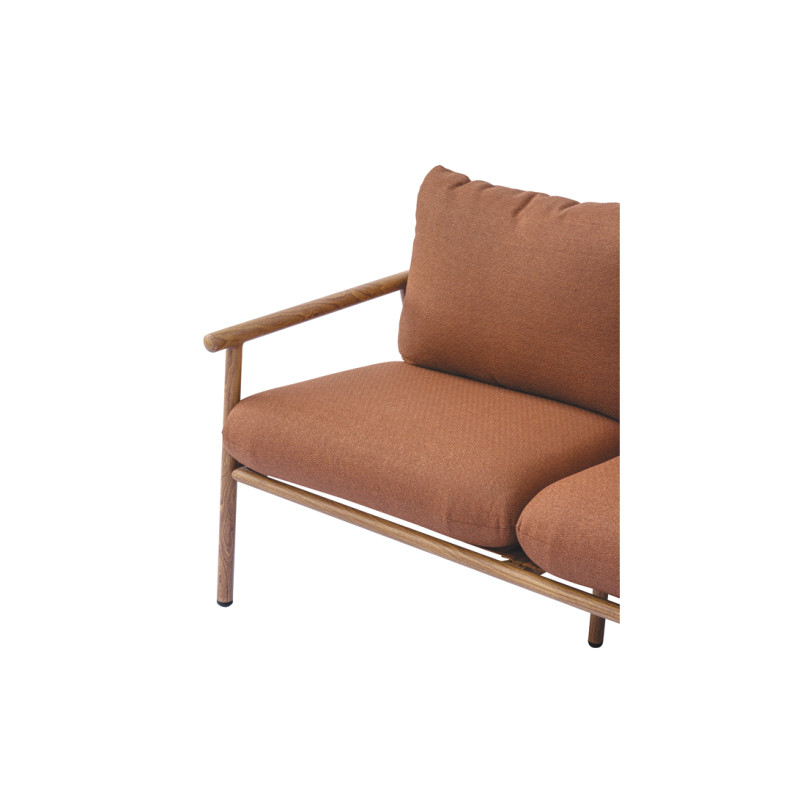 Salotto Cartagena Alluminio Effetto Legno Cuscini Rossi Moia