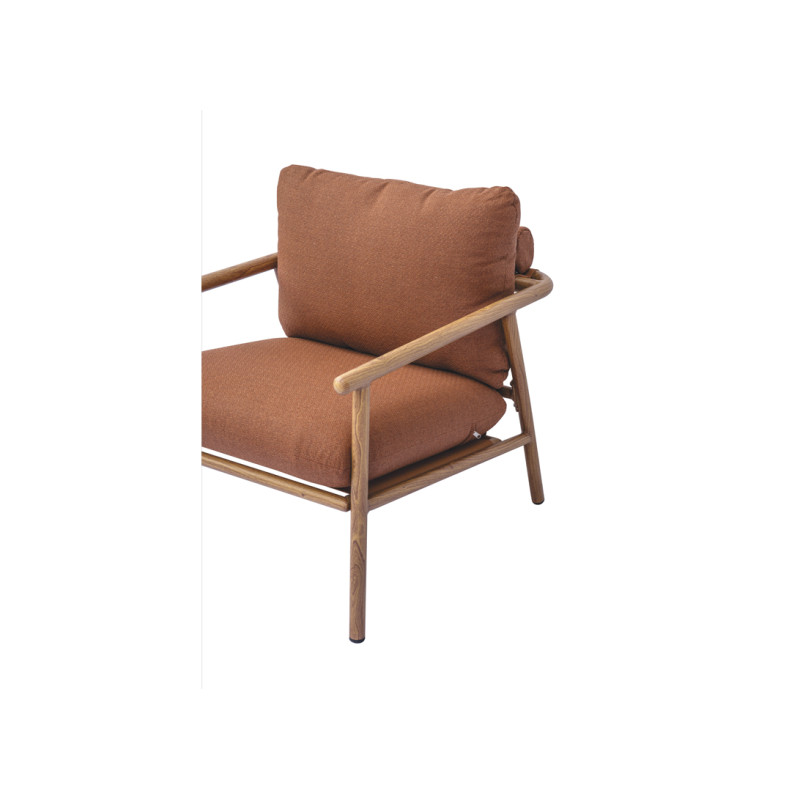 Salotto Cartagena Alluminio Effetto Legno Cuscini Rossi Moia