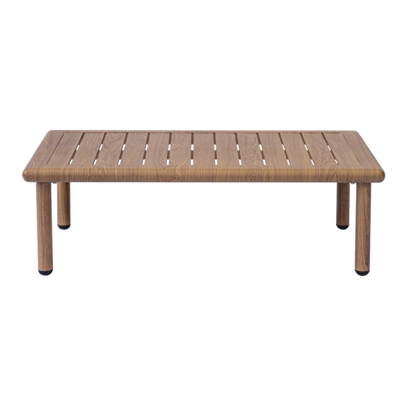 Salotto Cartagena Alluminio Effetto Legno Cuscini Rossi Moia