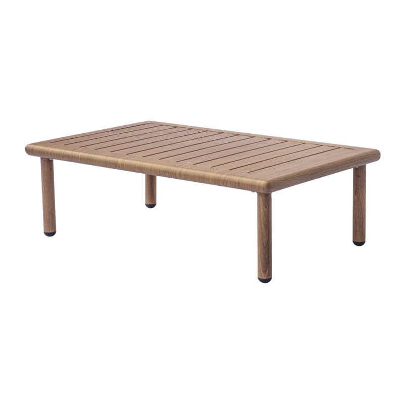 Salotto Cartagena Alluminio Effetto Legno Cuscini Rossi Moia