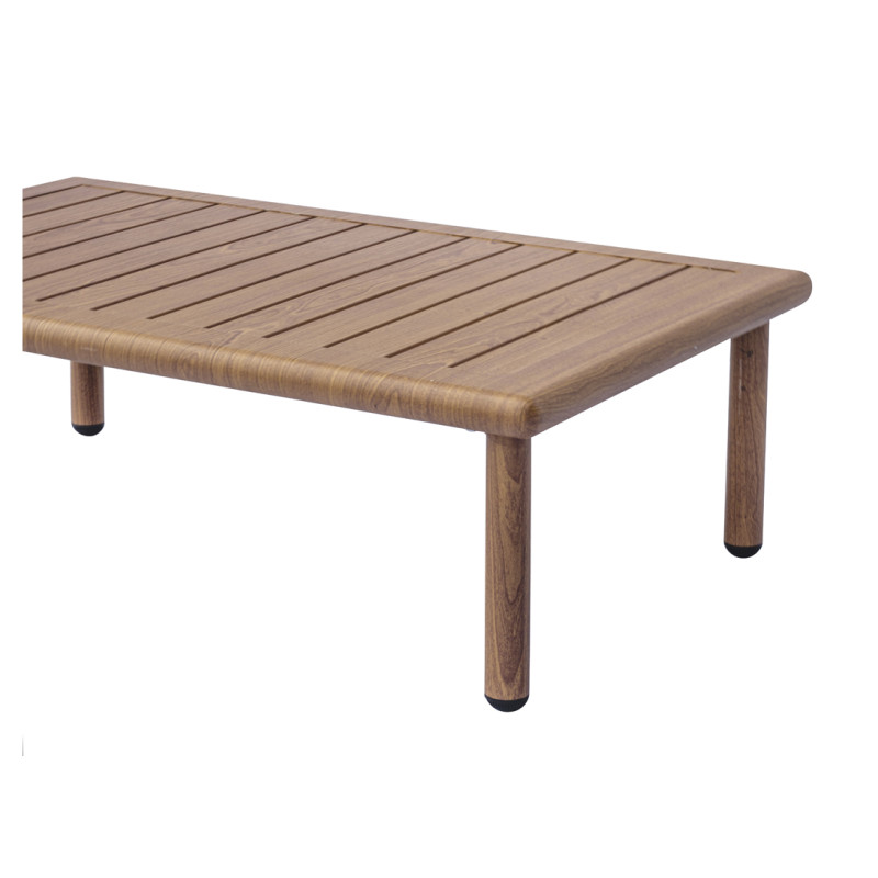 Salotto Cartagena Alluminio Effetto Legno Cuscini Rossi Moia
